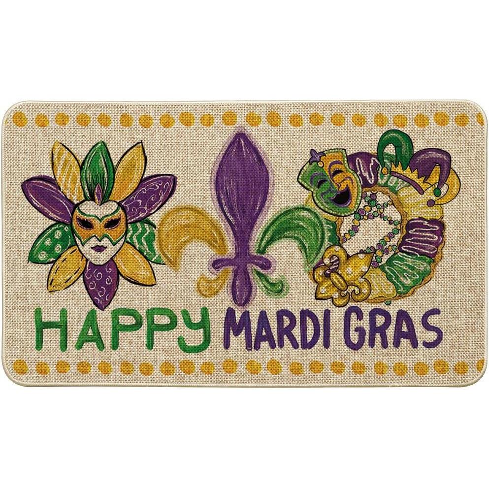 image:imageArtoid Mode Irises Mask Doughnut Happy Mardi Gras Doormat Carnival Home Decor LowProfile Switch Rug Door Mat Floor Mat for Indoor Outdoor 17x29 InchBeige