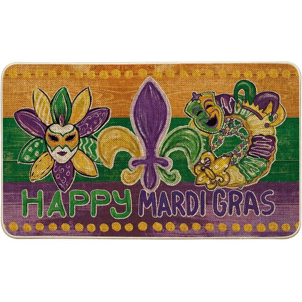 image:imageArtoid Mode Irises Mask Doughnut Happy Mardi Gras Doormat Carnival Home Decor LowProfile Switch Rug Door Mat Floor Mat for Indoor Outdoor 17x29 InchYellow