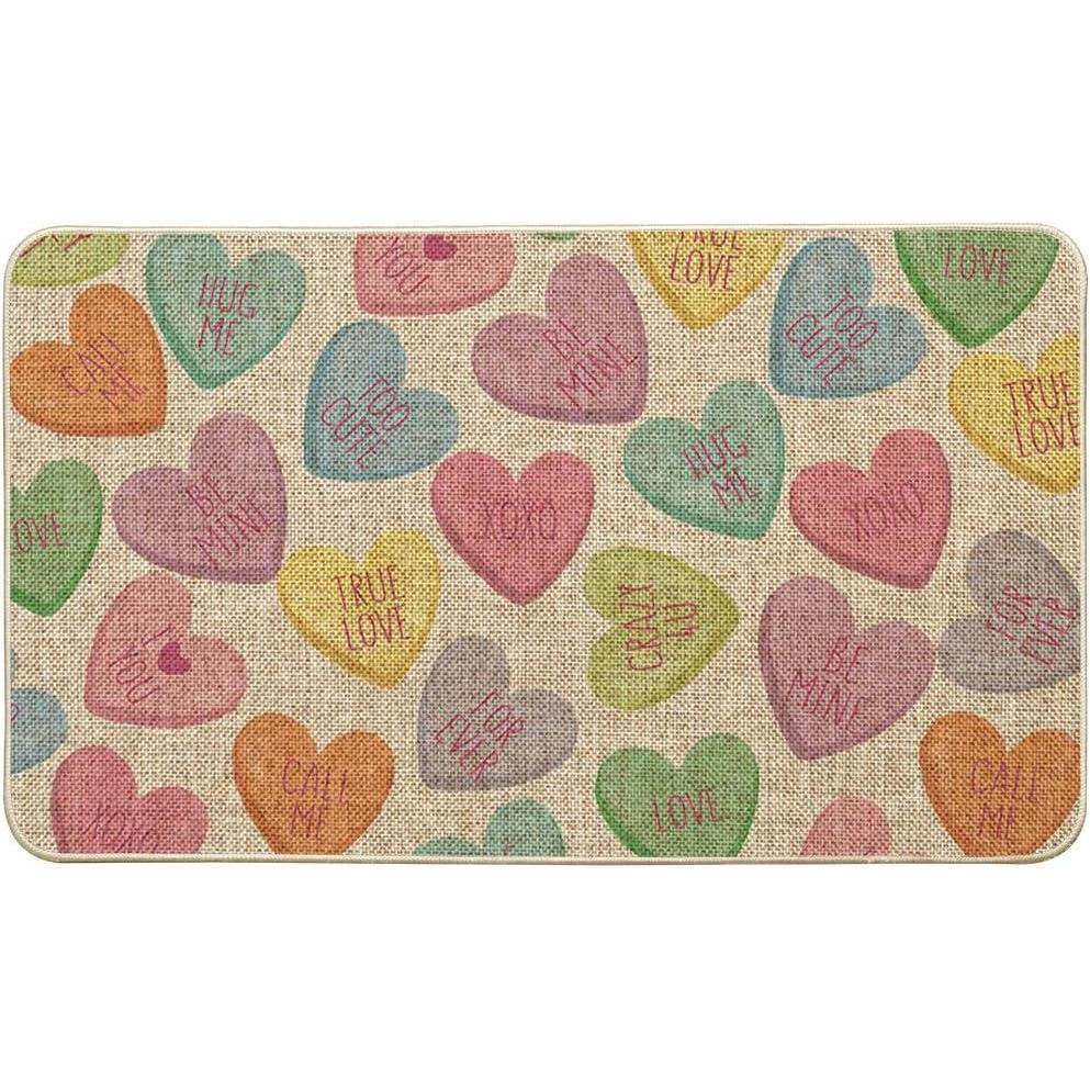 image:imageArtoid Mode Multicolor Love Heart XOXO Valentines Day Doormat Home Decor LowProfile Switch Rug Door Mat for Indoor Outdoor 17x29 InchBeige