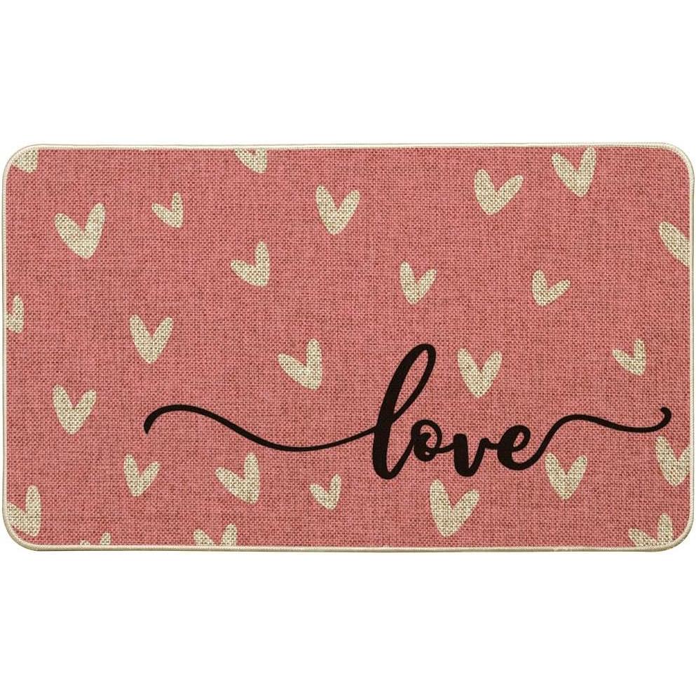image:imageArtoid Mode Pink Love Valentines Doormat Anniversary Wedding Home Decor LowProfile Rug Switch Mat for Indoor Outdoor 17x29 InchPink