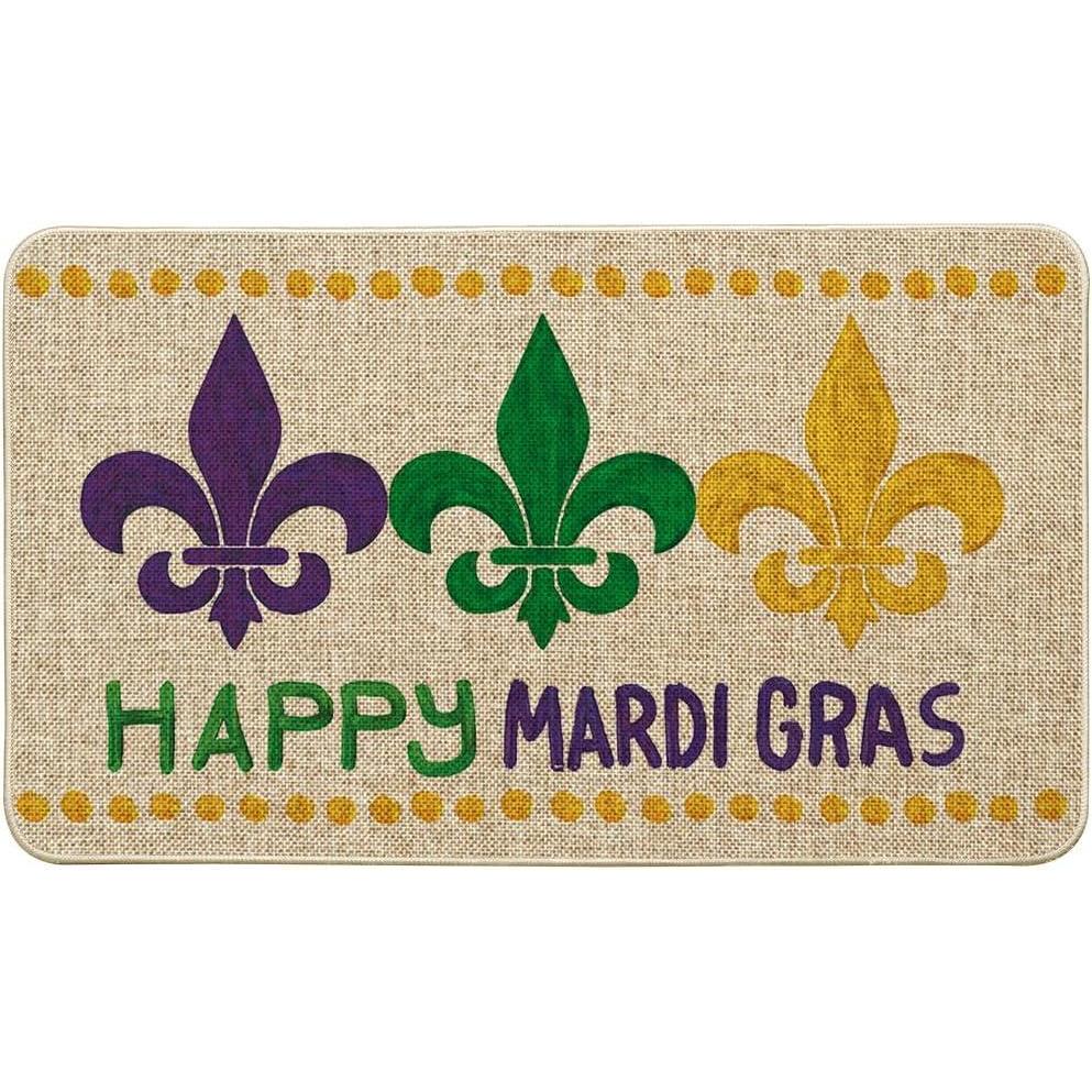 image:imageArtoid Mode Polka Dot Irises Happy Mardi Gras Doormat Carnival Home Decor LowProfile Switch Rug Door Mat Floor Mat for Indoor Outdoor 17x29 InchBeige