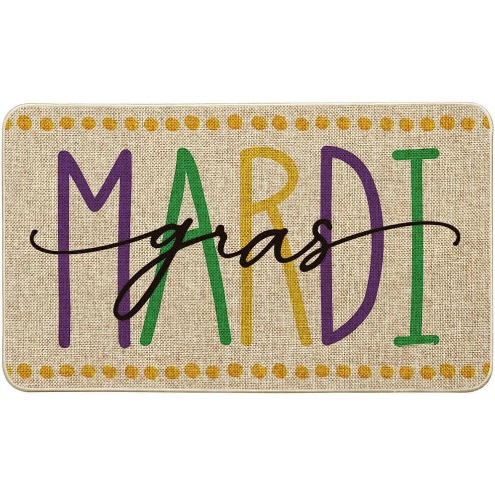 image:imageArtoid Mode Polka Dot Mardi Gras Doormat Carnival Seasonal LowProfile Rug Switch Mat for Indoor Outdoor 17x29 InchBeige
