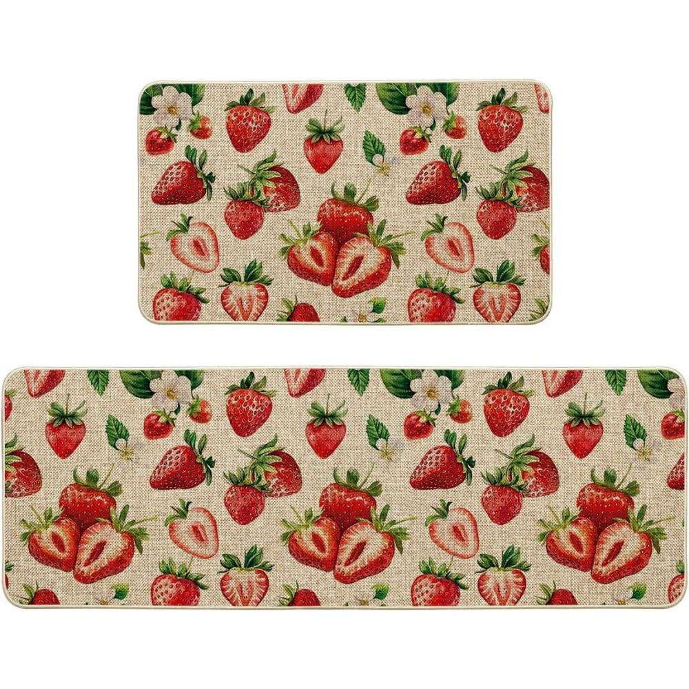 image:imageArtoid Mode Strawberry Spring Kitchen Mats Set of 2 Home Decor LowProfile Kitchen Rugs for Floor  17x29 and 17x47 Inch