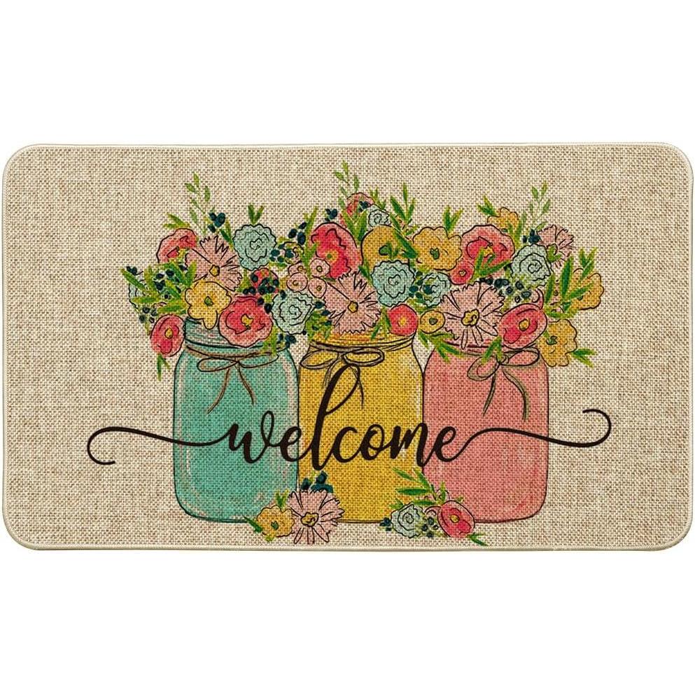 image:imageArtoid Mode Vase Hello Spring Doormat Seasonal Summer LowProfile Yard Floor Switch Mat for Indoor Outdoor 17 x 29 Inch
