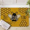 Artoid Mode Bee Kind Bow Tie Yellow Spring Doormat, Seasonal Summer Home Decor Low-Profile Switch Rug Door Mat Floor Mat for Indoor Outdoor 17×29 Inch(Yellow)