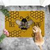 Artoid Mode Bee Kind Bow Tie Yellow Spring Doormat, Seasonal Summer Home Decor Low-Profile Switch Rug Door Mat Floor Mat for Indoor Outdoor 17×29 Inch(Yellow)