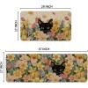 Artoid Mode Black Cat Floral Flowers Spring Kitchen Mats Set of 2, Home Decor Low-Profile Kitchen Rugs for Floor – 17×29 and 17×47 Inch