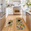 Artoid Mode Black Cat Floral Flowers Spring Kitchen Mats Set of 2, Home Decor Low-Profile Kitchen Rugs for Floor – 17×29 and 17×47 Inch