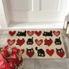 Artoid Mode Black Cat Love Heart Valentines Doormat,Home Decor Low-Profile Door Mat Switch Rug Floor Mat for Indoor Outdoor 17×29 Inch