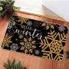 Artoid Mode Black Hello Winter Snowflake Christmas Doormat, Seasonal Xmas Home Decor Low-Profile Switch Rug Door Mat Floor Mat for Indoor Outdoor 17×29 Inch