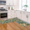 Artoid Mode Blue Eggs Rabbit Bunny Leaves Easter Kitchen Mats Set of 2, Home Seasonal Spring Easter Holiday Party Floor Mat – 17×29 and 17×47 Inch(Blue)