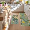 Artoid Mode Blue Eggs Rabbit Bunny Leaves Easter Kitchen Mats Set of 2, Home Seasonal Spring Easter Holiday Party Floor Mat – 17×29 and 17×47 Inch(Blue)