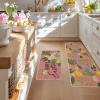 Artoid Mode Blue Eggs Rabbit Bunny Leaves Easter Kitchen Mats Set of 2, Home Seasonal Spring Easter Holiday Party Floor Mat – 17×29 and 17×47 Inch(Pink)