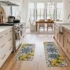 Artoid Mode Blue Floral Lemons Spring Kitchen Mats Set of 2, Home Decor Low-Profile Kitchen Rugs for Floor – 17×29 and 17×47 Inch