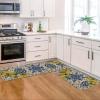 Artoid Mode Blue Floral Lemons Spring Kitchen Mats Set of 2, Home Decor Low-Profile Kitchen Rugs for Floor – 17×29 and 17×47 Inch