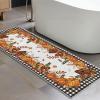 Artoid Mode Buffalo Plaid Pumpkins Mushrooms Fall Area Rug, Autumn Thanksgiving Home Decor Low-Profile Non-Slip Washable Runner Rug for Entryway Bedroom Living Room Laundry Room Indoor 2×6 Feet(Black/White)