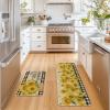Artoid Mode Buffalo Plaid Sunflower Summer Kitchen Mats Set of 2, Hello Sunshine Spring Home Decor Low-Profile Kitchen Rugs for Floor – 17×29 and 17×47 Inch