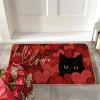 Artoid Mode Cat Hello Love Heart Valentines Doormat, Home Decor Low-Profile Switch Rug Door Mat for Indoor Outdoor 17×29 Inch