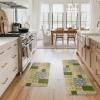 Artoid Mode Check Pattern Flowers Floral Spring Kitchen Mats Set of 2, Home Decor Low-Profile Kitchen Rugs for Floor – 17×29 and 17×47 Inch