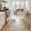 Artoid Mode Cotton Plant Leaf Butterfly Home Spring Kitchen Mats Set of 2, Home Decor Low-Profile Kitchen Rugs for Floor – 17×29 and 17×47 Inch