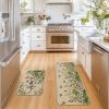 Artoid Mode Cotton Plant Leaf Butterfly Home Spring Kitchen Mats Set of 2, Home Decor Low-Profile Kitchen Rugs for Floor – 17×29 and 17×47 Inch