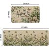 Artoid Mode Cotton Plant Leaf Butterfly Home Spring Kitchen Mats Set of 2, Home Decor Low-Profile Kitchen Rugs for Floor – 17×29 and 17×47 Inch