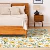 Artoid Mode Daisy Sunflower Leaves Spring Area Rug, Summer Home Decor Low-Profile Washable Area Rugs for Entryway Bedroom Living Room Laundry Room Indoor 5×7 Feet(Yellow)