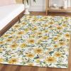 Artoid Mode Daisy Sunflower Leaves Spring Area Rug, Summer Home Decor Low-Profile Washable Area Rugs for Entryway Bedroom Living Room Laundry Room Indoor 5×7 Feet(Yellow)