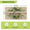 Artoid Mode Eucalyptus Floral Leaves Welcome Spring Doormat, Summer Decor Low-Profile Switch Rug Door Mat Floor Mat for Indoor Outdoor 17×29 Inch(Beige)