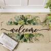 Artoid Mode Eucalyptus Floral Leaves Welcome Spring Doormat, Summer Decor Low-Profile Switch Rug Door Mat Floor Mat for Indoor Outdoor 17×29 Inch(Beige)