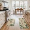 Artoid Mode Eucalyptus Leaves Mats Set of 2, Kitchen is The Heart of The Home Cooking with Love Baking with Heart Decorations for Home 17 x 29 and 17 x 47 Inch