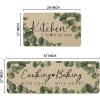 Artoid Mode Eucalyptus Leaves Mats Set of 2, Kitchen is The Heart of The Home Cooking with Love Baking with Heart Decorations for Home 17 x 29 and 17 x 47 Inch