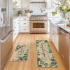 Artoid Mode Eucalyptus Leaves Mats Set of 2, Kitchen is The Heart of The Home Cooking with Love Baking with Heart Decorations for Home 17 x 29 and 17 x 47 Inch