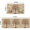 Artoid Mode Floral Tree Hello Spring Kitchen Mats Set of 2, Home Decor Low-Profile Kitchen Rugs for Floor – 17×29 and 17×47 Inch