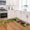 Artoid Mode Flowers Floral Black Cute Cat Spring Kitchen Mats Set of 2, Home Decor Low-Profile Kitchen Rugs for Floor – 17×29 and 17×47 Inch