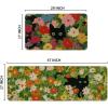 Artoid Mode Flowers Floral Black Cute Cat Spring Kitchen Mats Set of 2, Home Decor Low-Profile Kitchen Rugs for Floor – 17×29 and 17×47 Inch