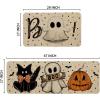 Artoid Mode Ghost Pumpkin Cat Boo Halloween Kitchen Mats Set of 2, Black Home Decor Low-Profile Kitchen Rugs for Floor – 17×29 and 17×47 Inch(Beige)