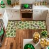Artoid Mode Green Lucky Shamrocks Clover St. Patrick’s Day Kitchen Mats Set of 2, Home Decor Low-Profile Kitchen Rugs for Floor – 17×29 and 17×47 Inch(Beige)