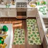 Artoid Mode Green Lucky Shamrocks Clover St. Patrick’s Day Kitchen Mats Set of 2, Home Decor Low-Profile Kitchen Rugs for Floor – 17×29 and 17×47 Inch(Beige)