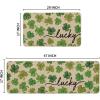 Artoid Mode Green Lucky Shamrocks Clover St. Patrick’s Day Kitchen Mats Set of 2, Home Decor Low-Profile Kitchen Rugs for Floor – 17×29 and 17×47 Inch(Beige)