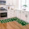 Artoid Mode Green Lucky Shamrocks Clover St. Patrick’s Day Kitchen Mats Set of 2, Home Decor Low-Profile Kitchen Rugs for Floor – 17×29 and 17×47 Inch(Green)