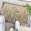 Artoid Mode Green Wildflower Spring Floral Summer Home Decor Low-Profile Switch Rug Door Mat for Indoor Outdoor 17×29 Inch(Black)