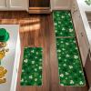 Artoid Mode Green Wood Shamrock St. Patrick’s Day Kitchen Mats Set of 2, Home Decor Low-Profile Kitchen Rugs for Floor – 17×29 and 17×47 Inch(Green)