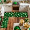 Artoid Mode Green Wood Shamrock St. Patrick’s Day Kitchen Mats Set of 2, Home Decor Low-Profile Kitchen Rugs for Floor – 17×29 and 17×47 Inch(Green)