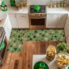 Artoid Mode Green Wood Shamrock St. Patrick’s Day Kitchen Mats Set of 2, Home Decor Low-Profile Kitchen Rugs for Floor – 17×29 and 17×47 Inch(Wood)