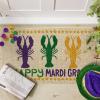 Artoid Mode Happy Mardi Gras Lobster Welcome Decorative Doormat, Seasonal Low-Profile Rug Switch Mat for Indoor Outdoor 17×29 Inch(Beige)