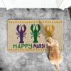 Artoid Mode Happy Mardi Gras Lobster Welcome Decorative Doormat, Seasonal Low-Profile Rug Switch Mat for Indoor Outdoor 17×29 Inch(Beige)