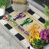 Artoid Mode Happy Mardi Gras Lobster Welcome Decorative Doormat, Seasonal Low-Profile Rug Switch Mat for Indoor Outdoor 17×29 Inch(Beige)