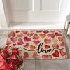 Artoid Mode Heart Love Valentine’s Day Doormat, Anniversary Wedding Home Decor Low-Profile Rug Switch Mat for Indoor Outdoor 17×29 Inch(Beige)