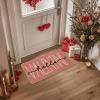 Artoid Mode Hello Valentine Pink Valentine’s Doormat, Anniversary Wedding Home Decor Low-Profile Rug Switch Mat for Indoor Outdoor 17×29 Inch(Pink)